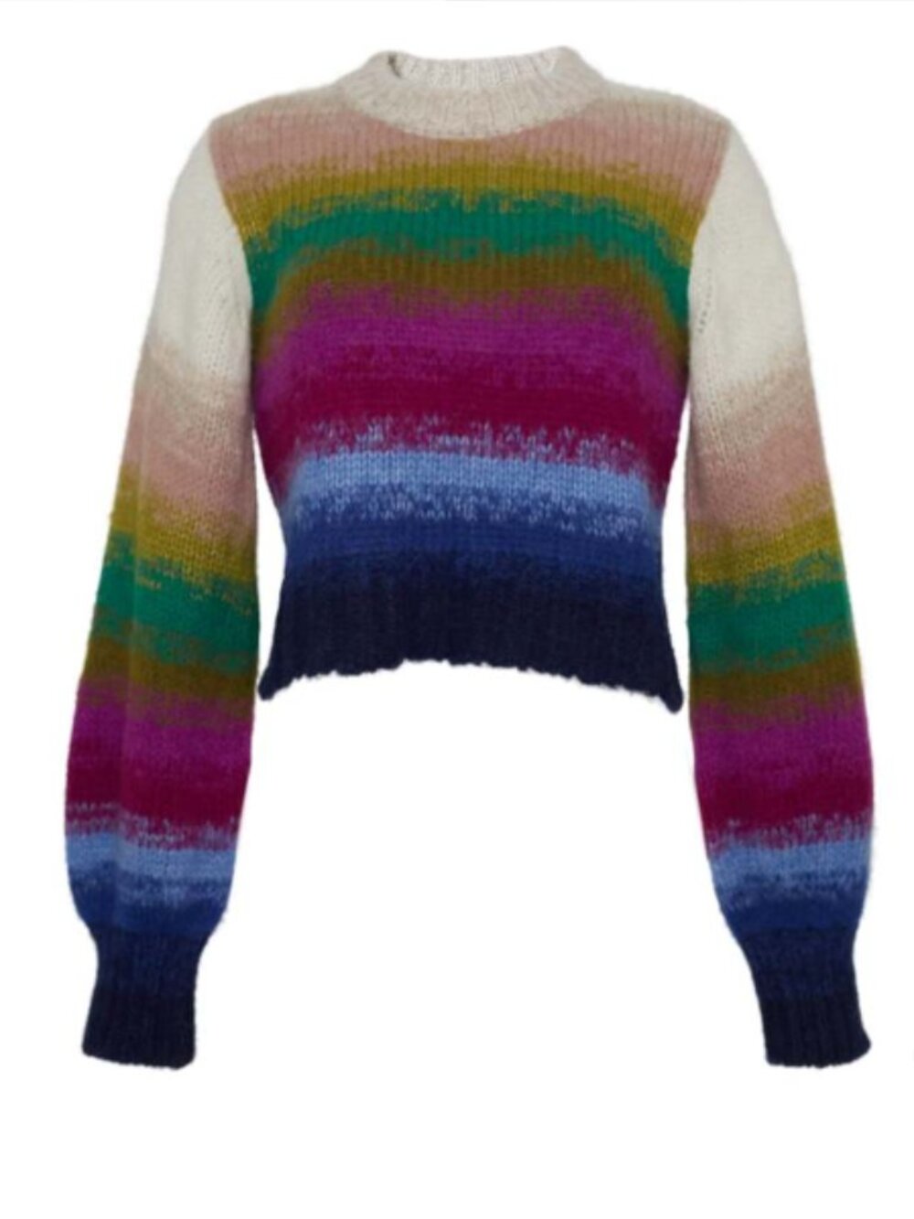 ELEVEN SIX Laila Multicolor Rainbow Striped Alpaca Sweater, Size S - Picture 3 of 11